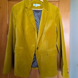 Boden Velvet Yellow Mustard Blazer Jacket US 8